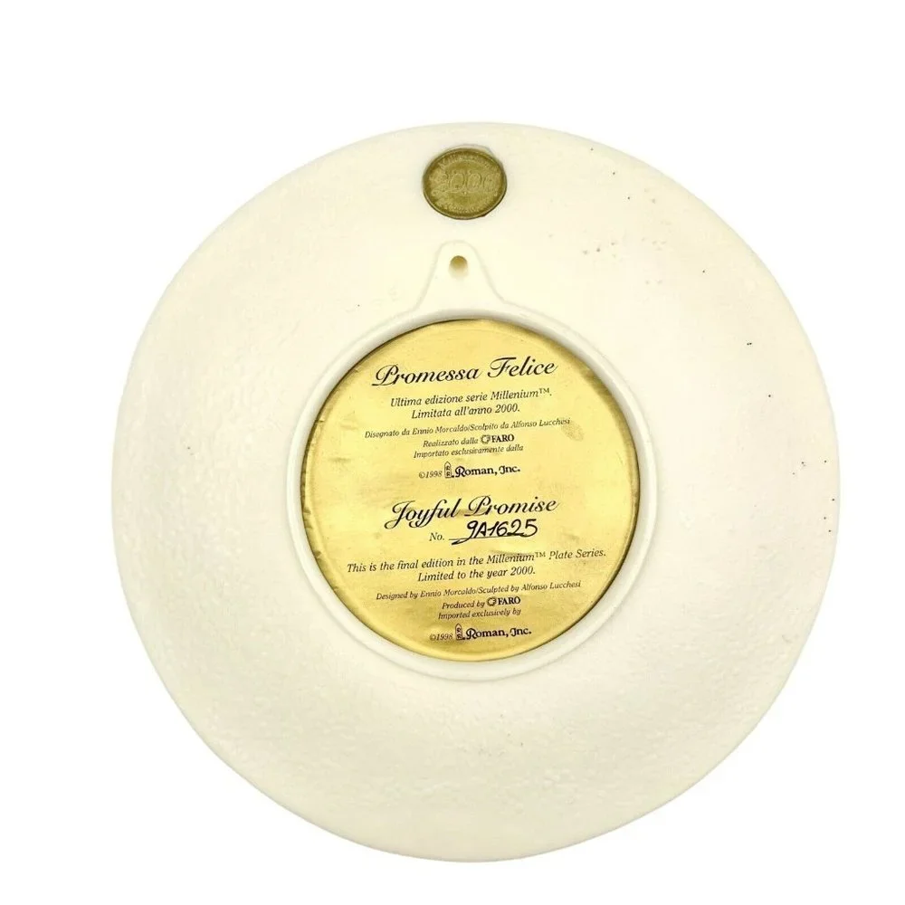Vintage 1998 Faro Plate 8 inch Round Beige Joyful Promise No. 9A1625 Millennium